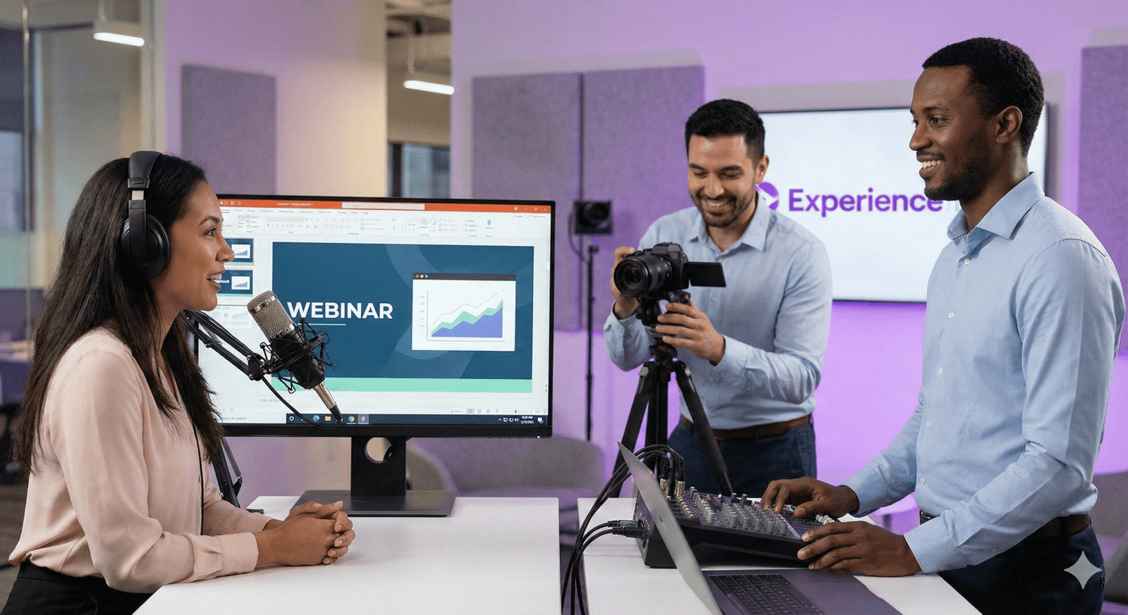 Professional podcast and webinar setup