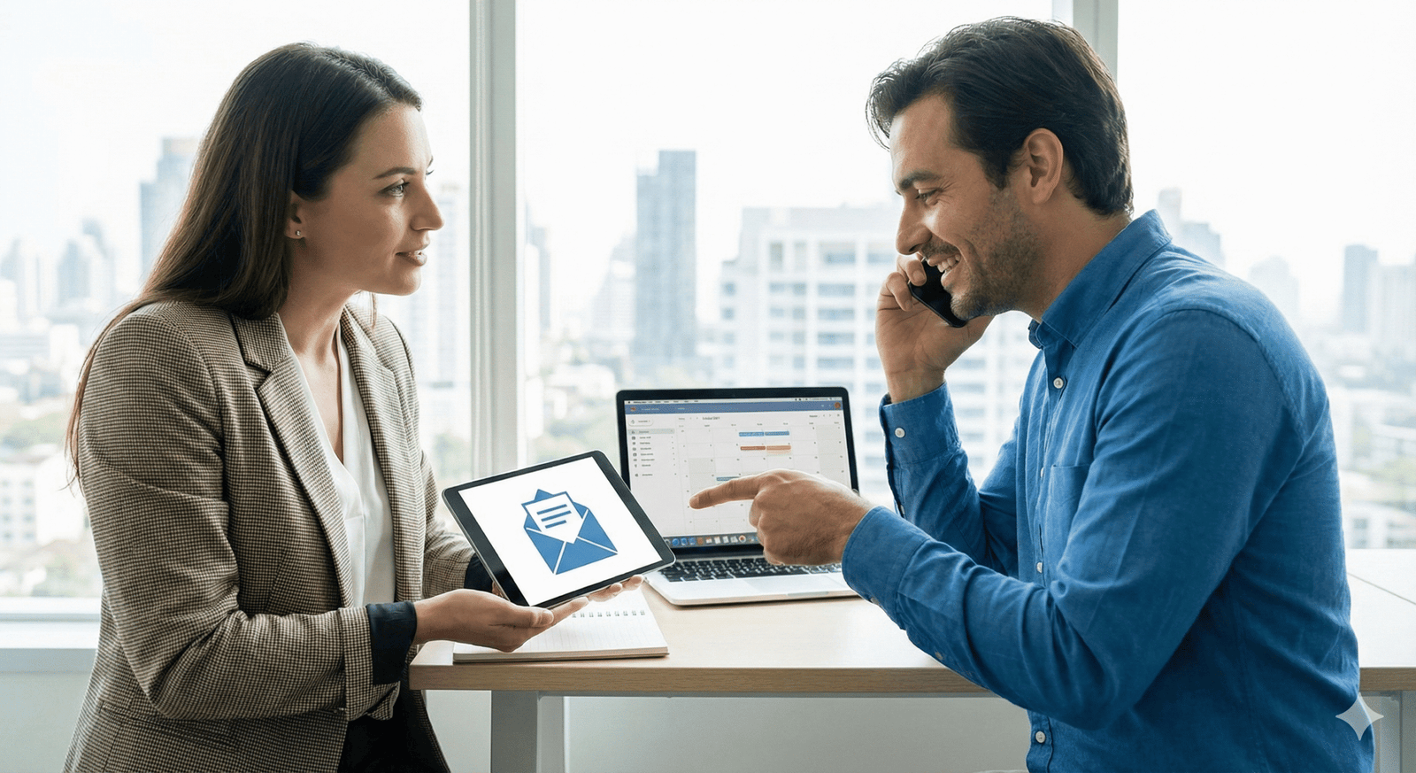 Professional communication showing email and phone engagement